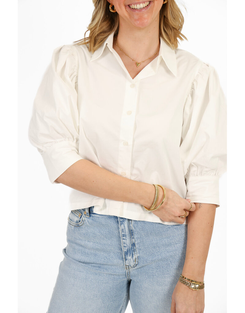 21Jewelz Cropped blouse met pofmouw - wit
