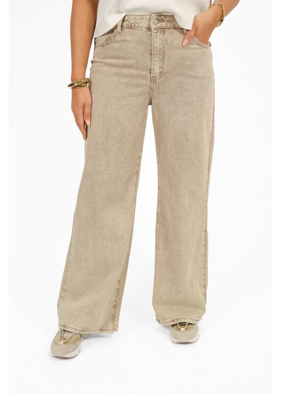 21Jewelz Basic wide leg jeans - washed beige