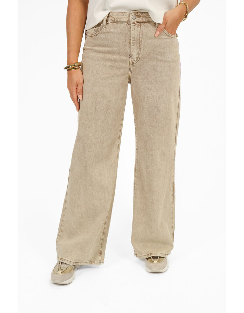 21Jewelz Basic wide leg jeans - washed beige