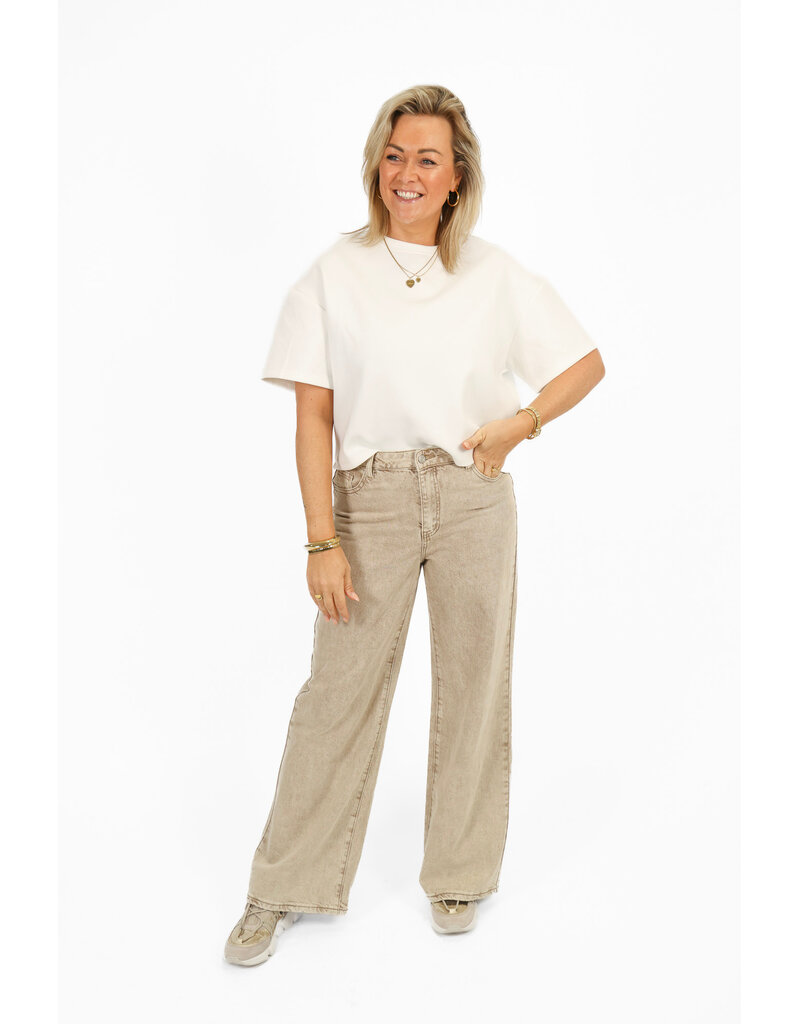 21Jewelz Basic wide leg jeans - washed beige