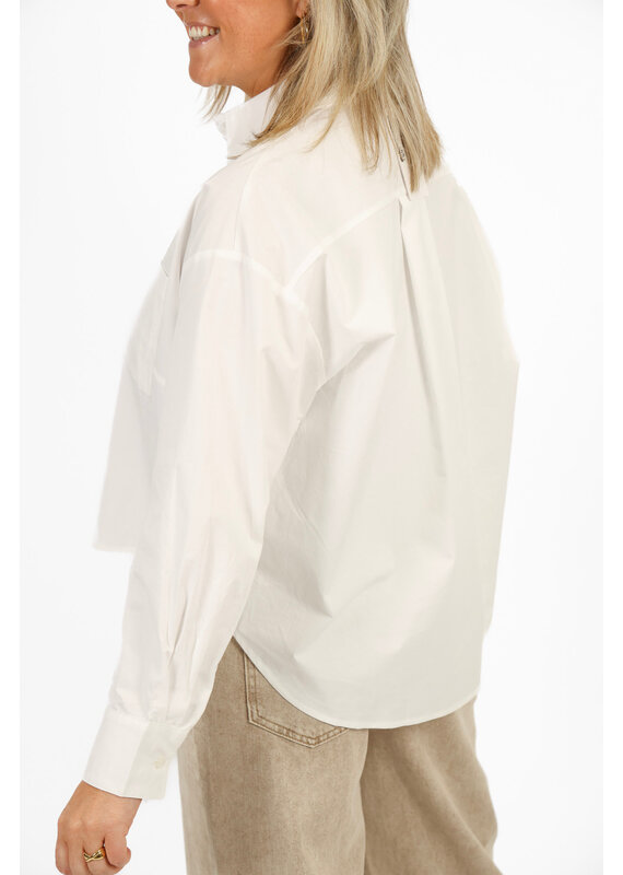 21Jewelz Cropped blouse met zakje - wit