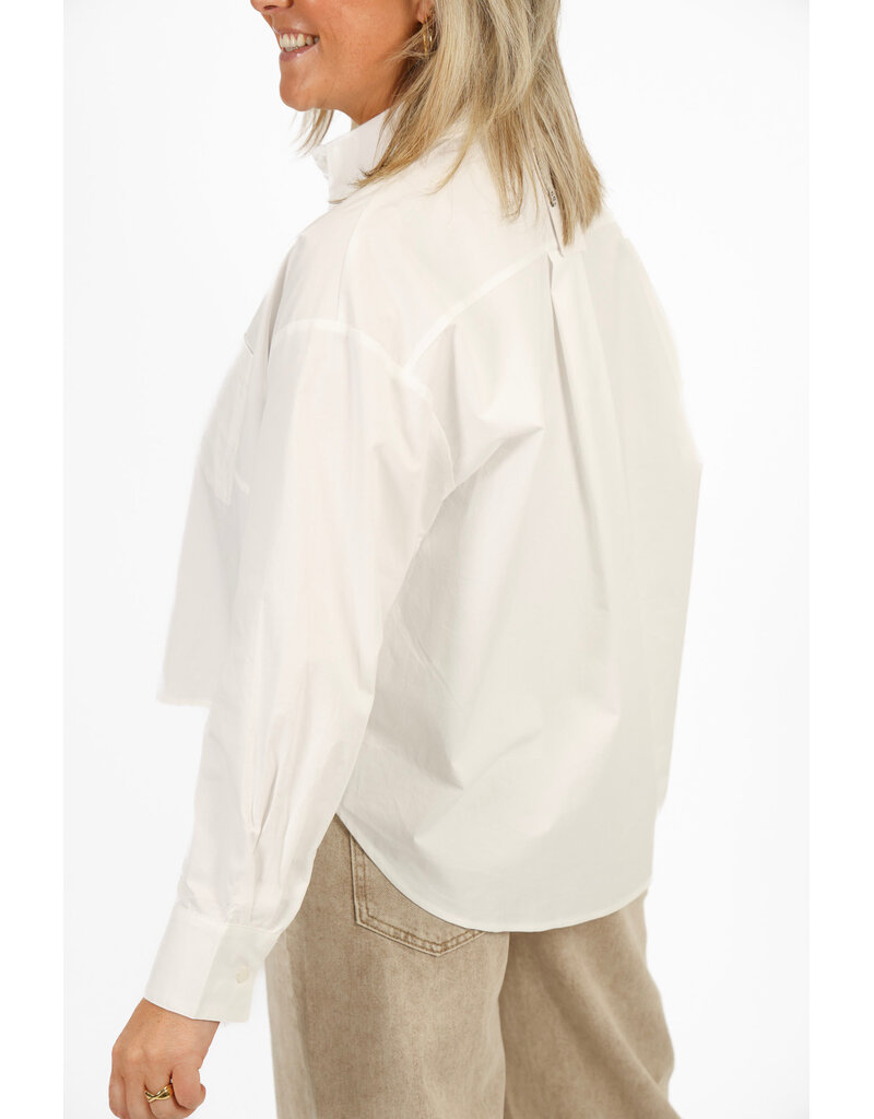 21Jewelz Cropped blouse met zakje - wit