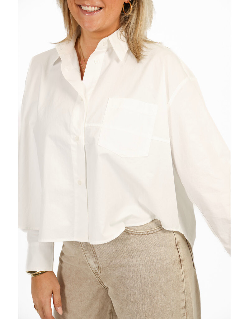 21Jewelz Cropped blouse met zakje - wit