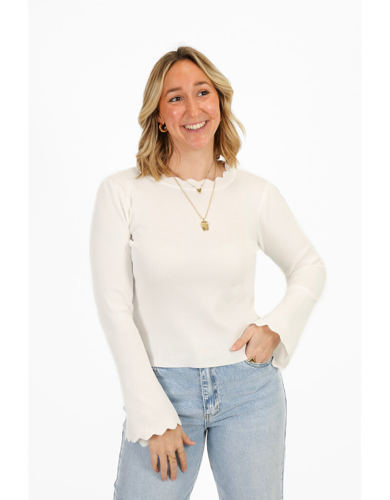 21Jewelz Zigzag truitje met lange mouw - wit