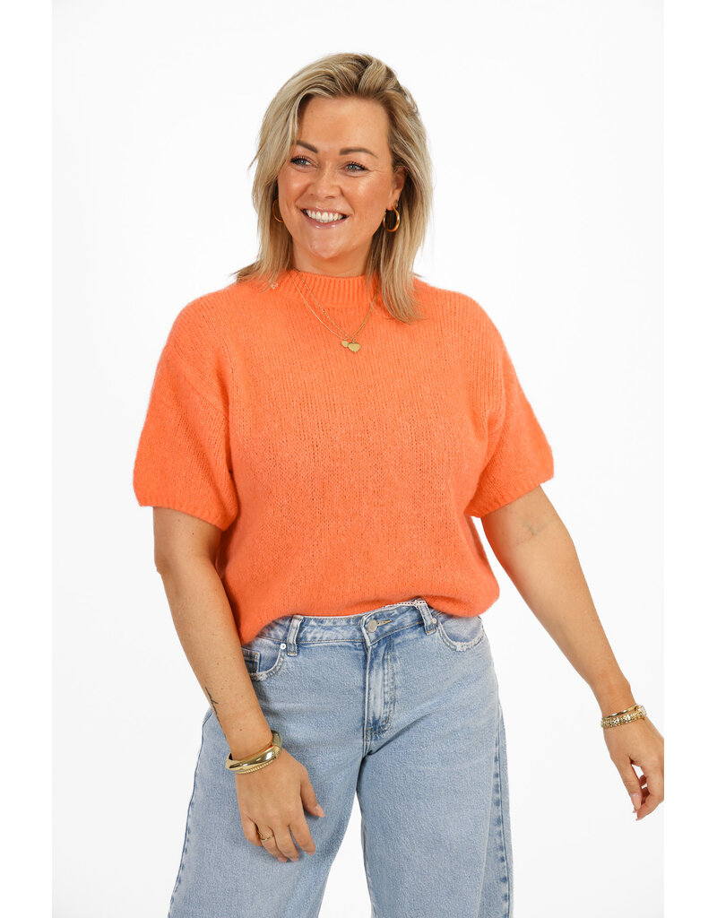21Jewelz Wollige trui met korte mouw - koraal