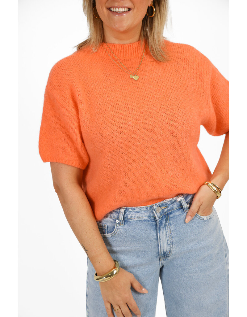 21Jewelz Wollige trui met korte mouw - koraal