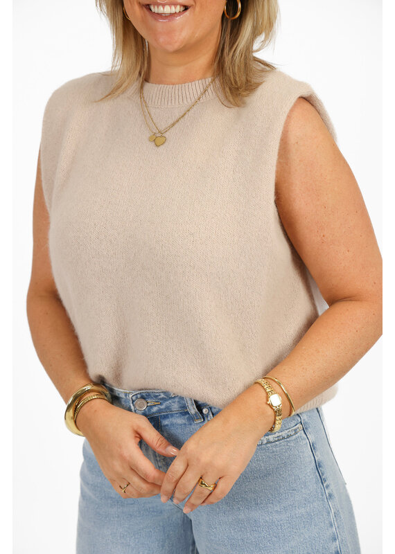 21Jewelz Wollige mouwloze top - beige