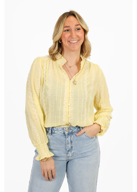 21Jewelz Geborduurde blouse met knoopjes - geel