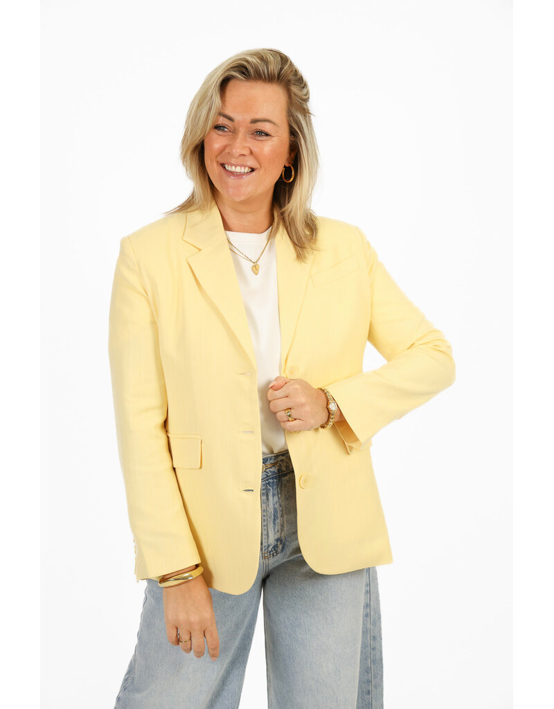 Blazer met krijtstreep - geel