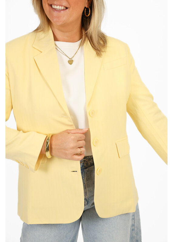 Blazer met krijtstreep - geel