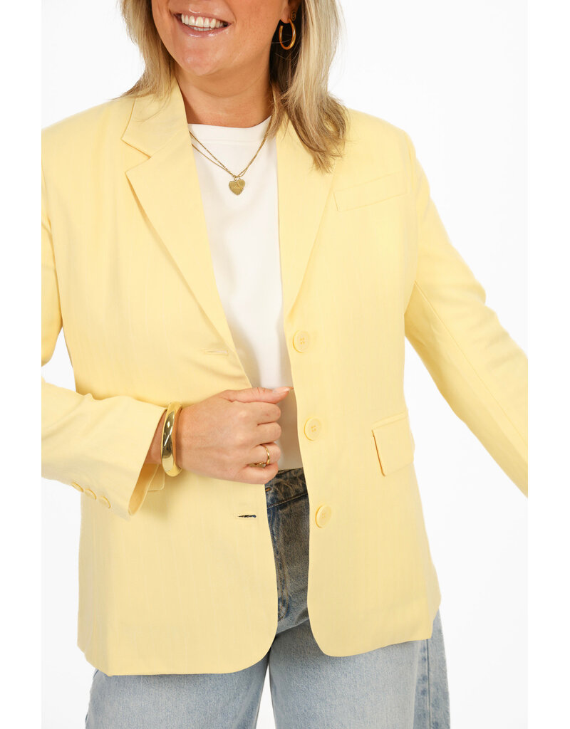 Blazer met krijtstreep - geel