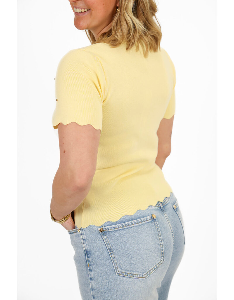 21Jewelz Zigzag shirt met gouden studs - geel