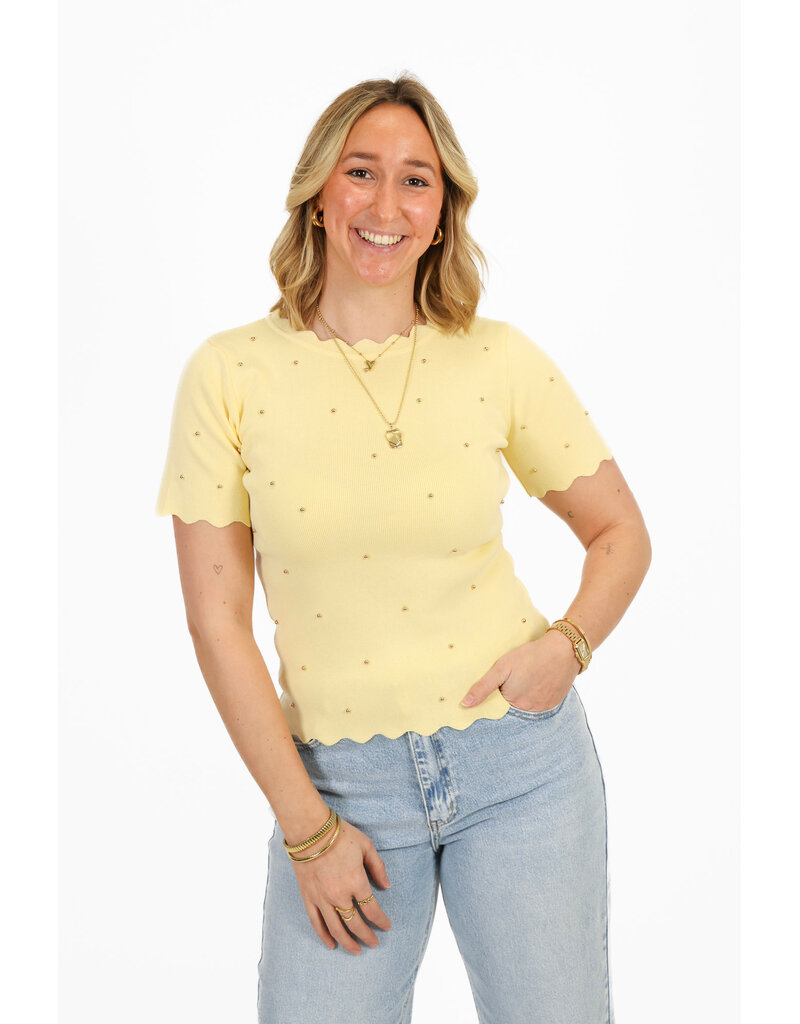 21Jewelz Zigzag shirt met gouden studs - geel