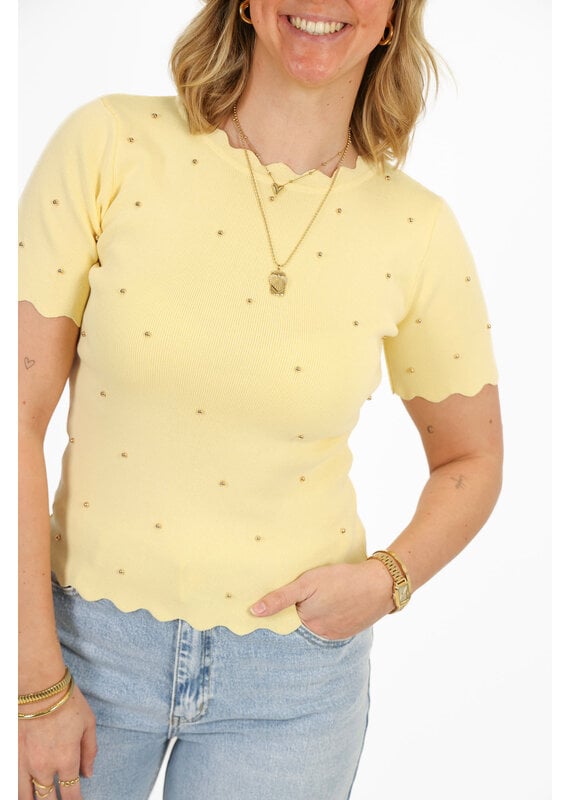 21Jewelz Zigzag shirt met gouden studs - geel