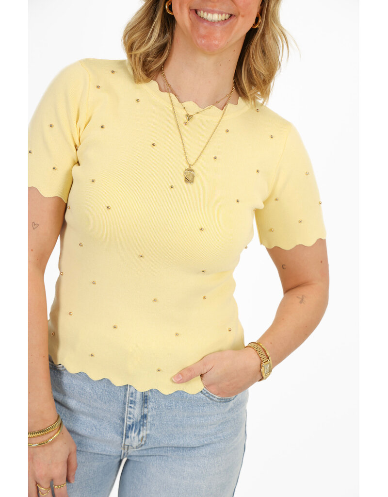 21Jewelz Zigzag shirt met gouden studs - geel