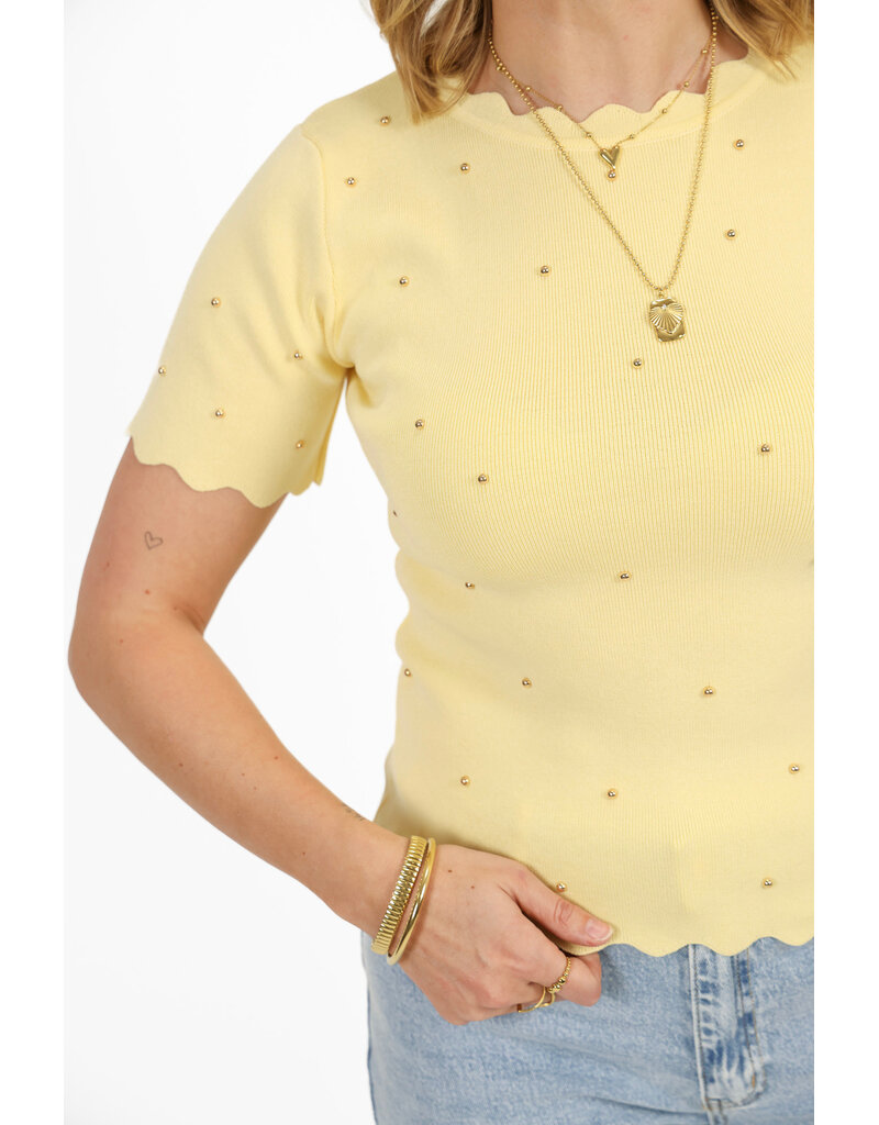 21Jewelz Zigzag shirt met gouden studs - geel
