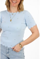 21Jewelz Zigzag shirt met gouden studs - blauw