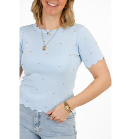 21Jewelz Zigzag shirt met gouden studs - blauw