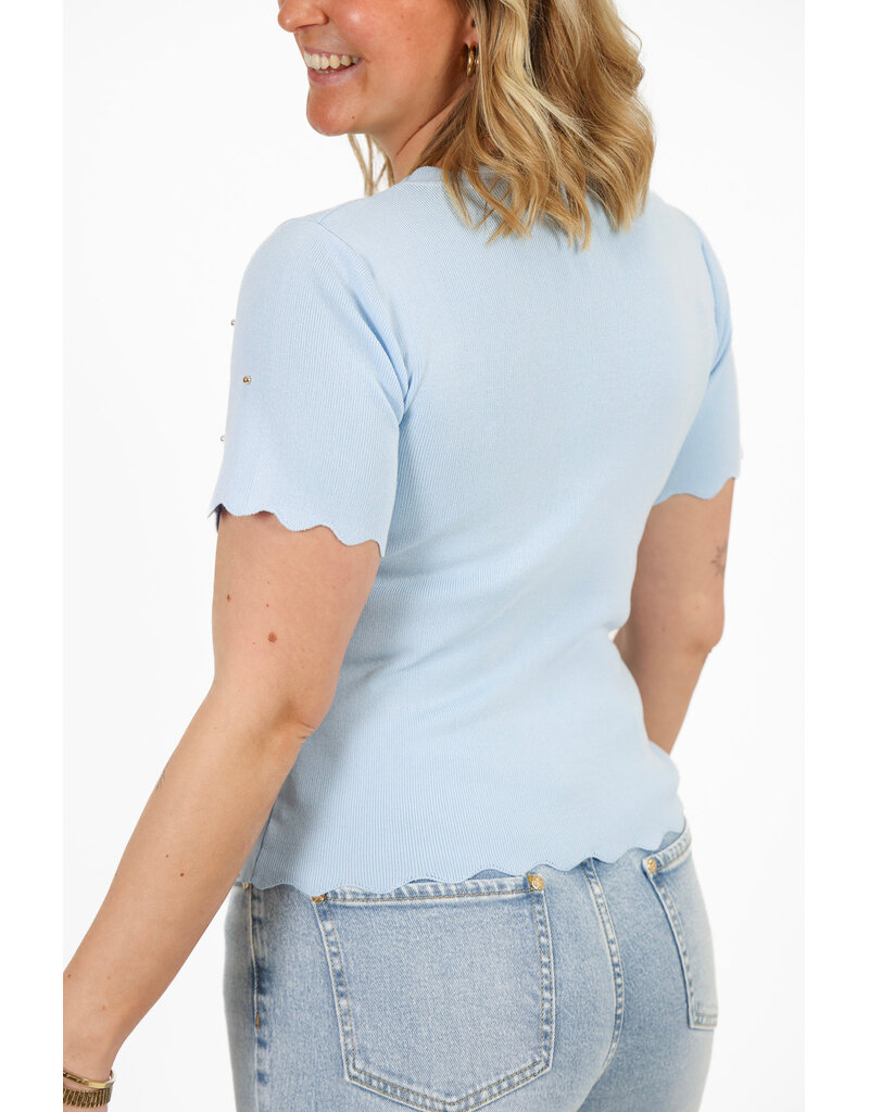 21Jewelz Zigzag shirt met gouden studs - blauw