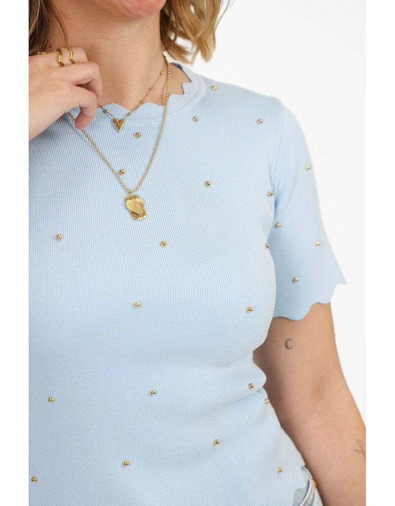 21Jewelz Zigzag shirt met gouden studs - blauw