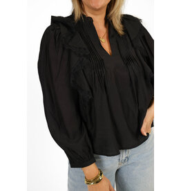 21Jewelz Blouse met ruffles en kant - zwart