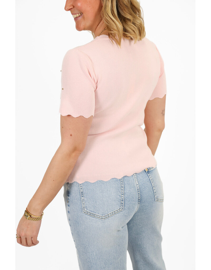 21Jewelz Zigzag shirt met gouden studs - roze