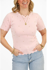 21Jewelz Zigzag shirt met gouden studs - roze