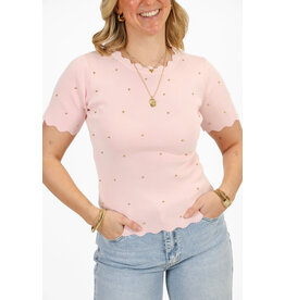 21Jewelz Zigzag shirt met gouden studs - roze