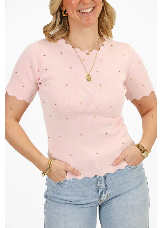 21Jewelz Zigzag shirt met gouden studs - roze