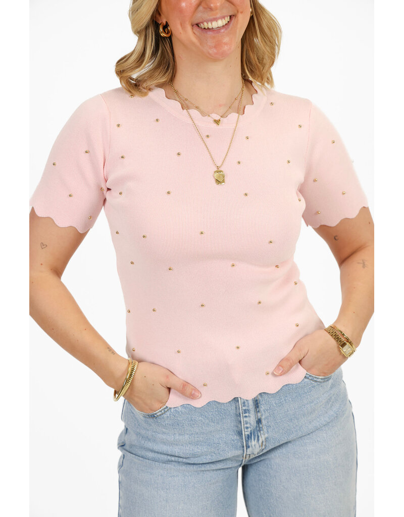 21Jewelz Zigzag shirt met gouden studs - roze