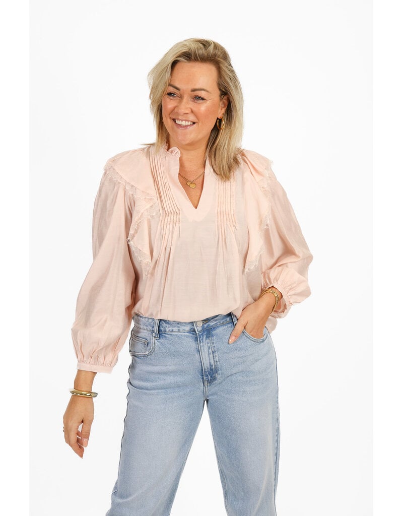 21Jewelz Blouse met ruffles en kant - roze