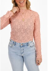 21Jewelz Kanten top met boothals - oudroze