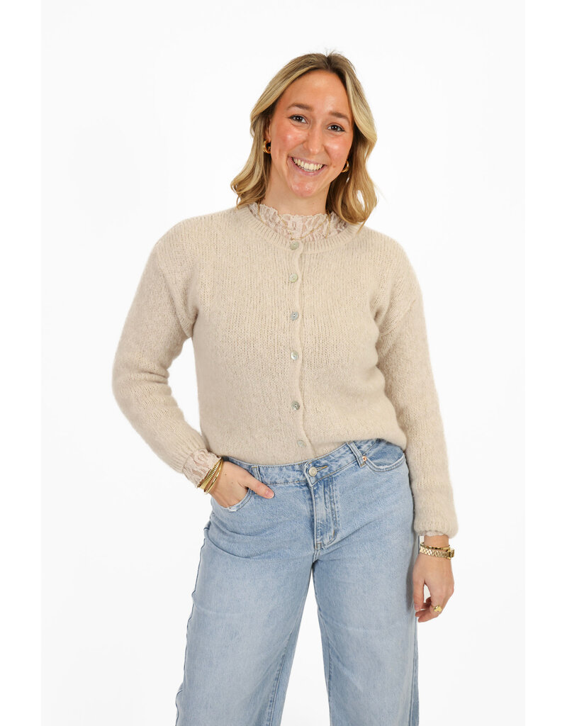 21Jewelz Wollig vestje met knopen - beige