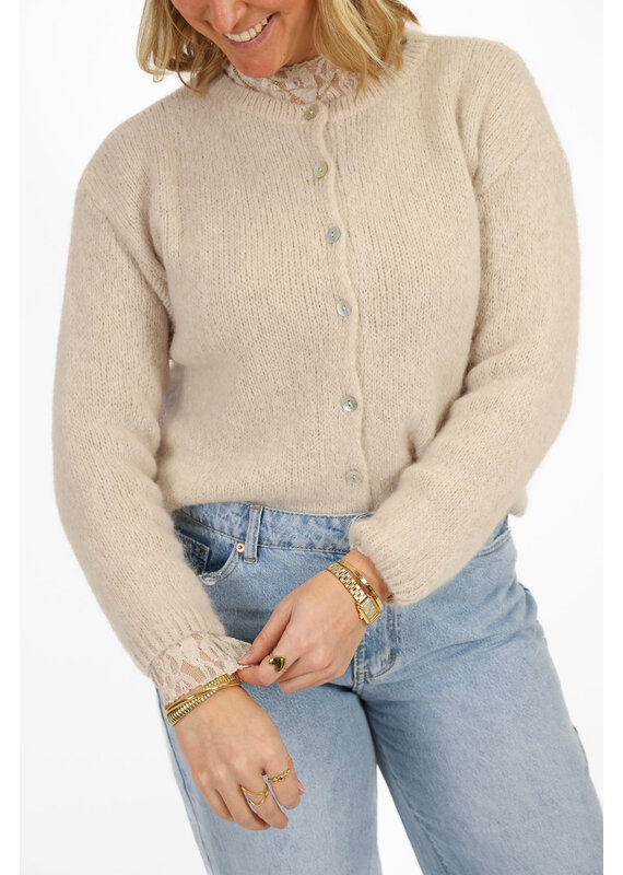 21Jewelz Wollig vestje met knopen - beige