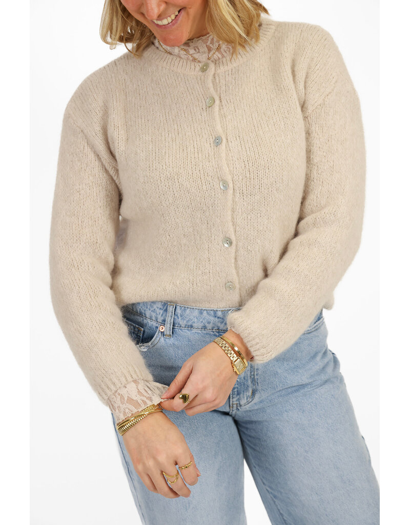 21Jewelz Wollig vestje met knopen - beige