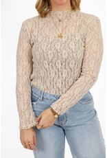 21Jewelz Kanten top met boothals - beige