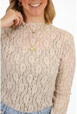 21Jewelz Kanten top met boothals - beige