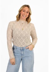 21Jewelz Kanten top met boothals - beige