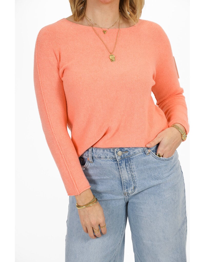 21Jewelz Dunne trui met wijde hals - koraal