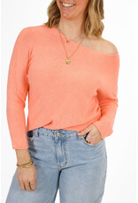 21Jewelz Dunne trui met wijde hals - koraal