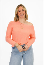 21Jewelz Dunne trui met wijde hals - koraal
