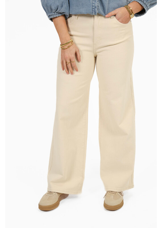 21Jewelz Basic stretch wide leg jeans - ecru