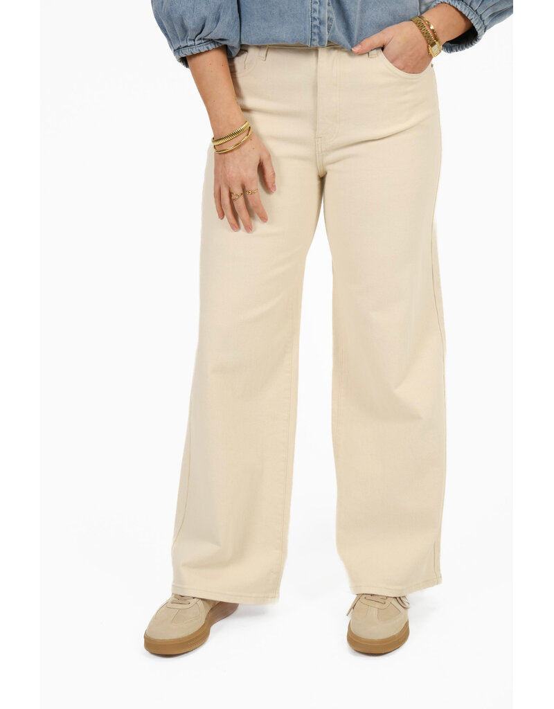 21Jewelz Basic stretch wide leg jeans - ecru