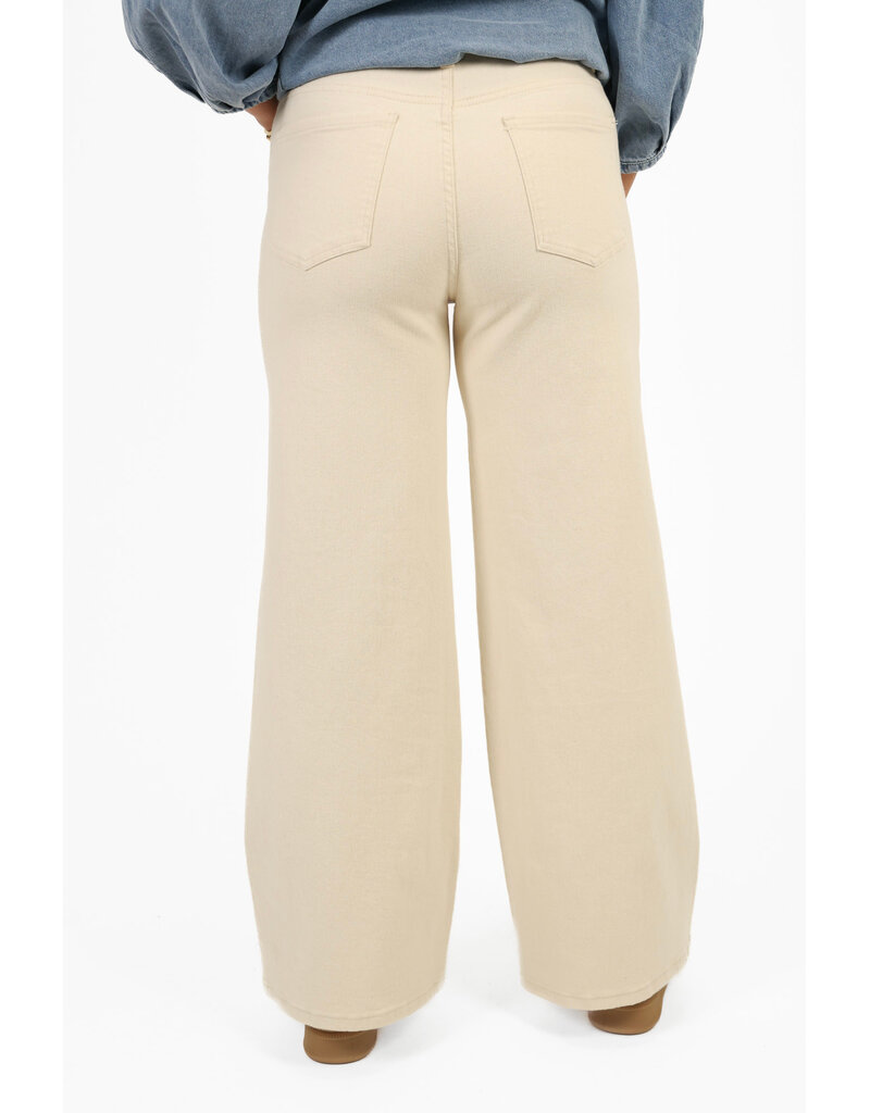 21Jewelz Basic stretch wide leg jeans - ecru