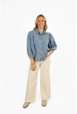 21Jewelz Basic stretch wide leg jeans - ecru