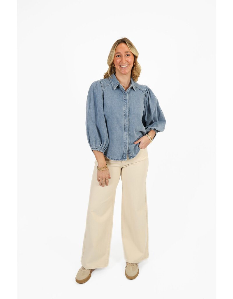 21Jewelz Basic stretch wide leg jeans - ecru