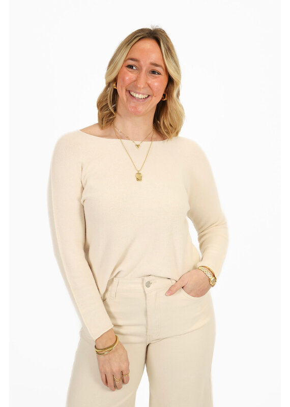 21Jewelz Dunne trui met wijde hals - ecru