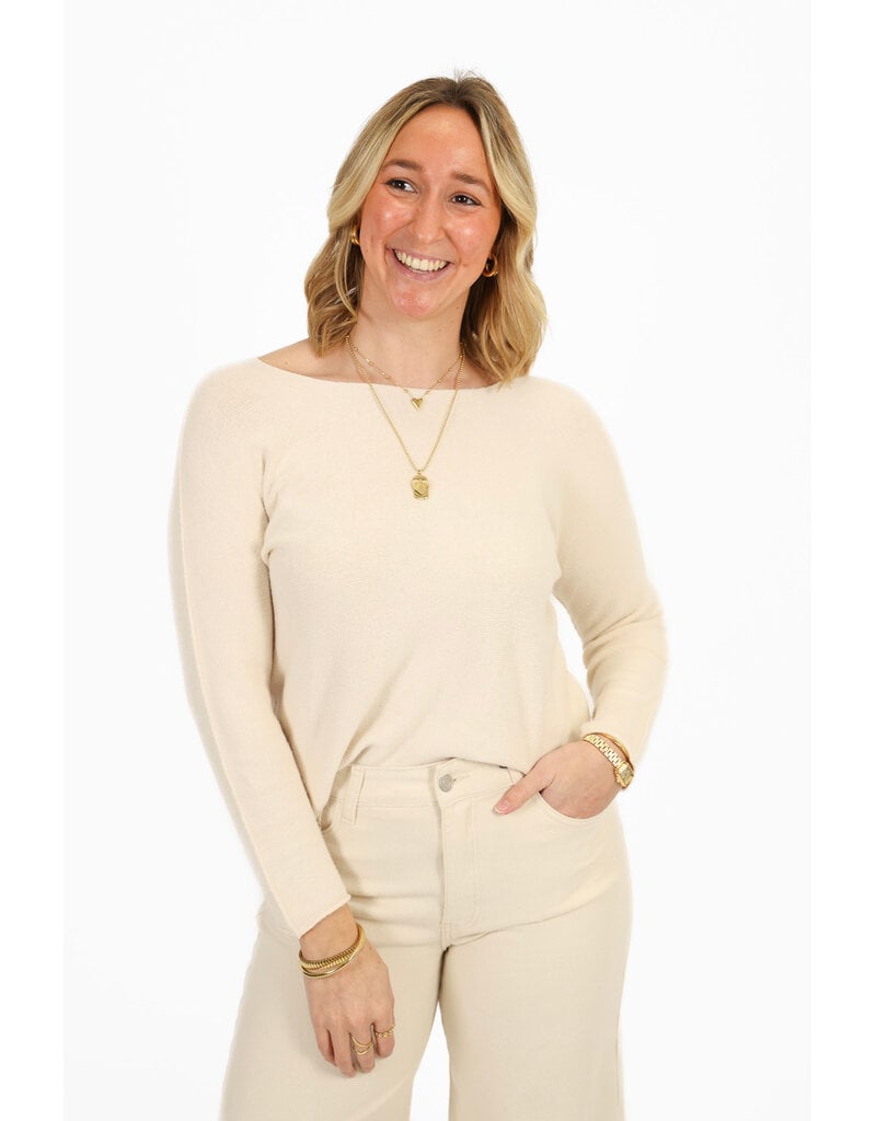 21Jewelz Dunne trui met wijde hals - ecru