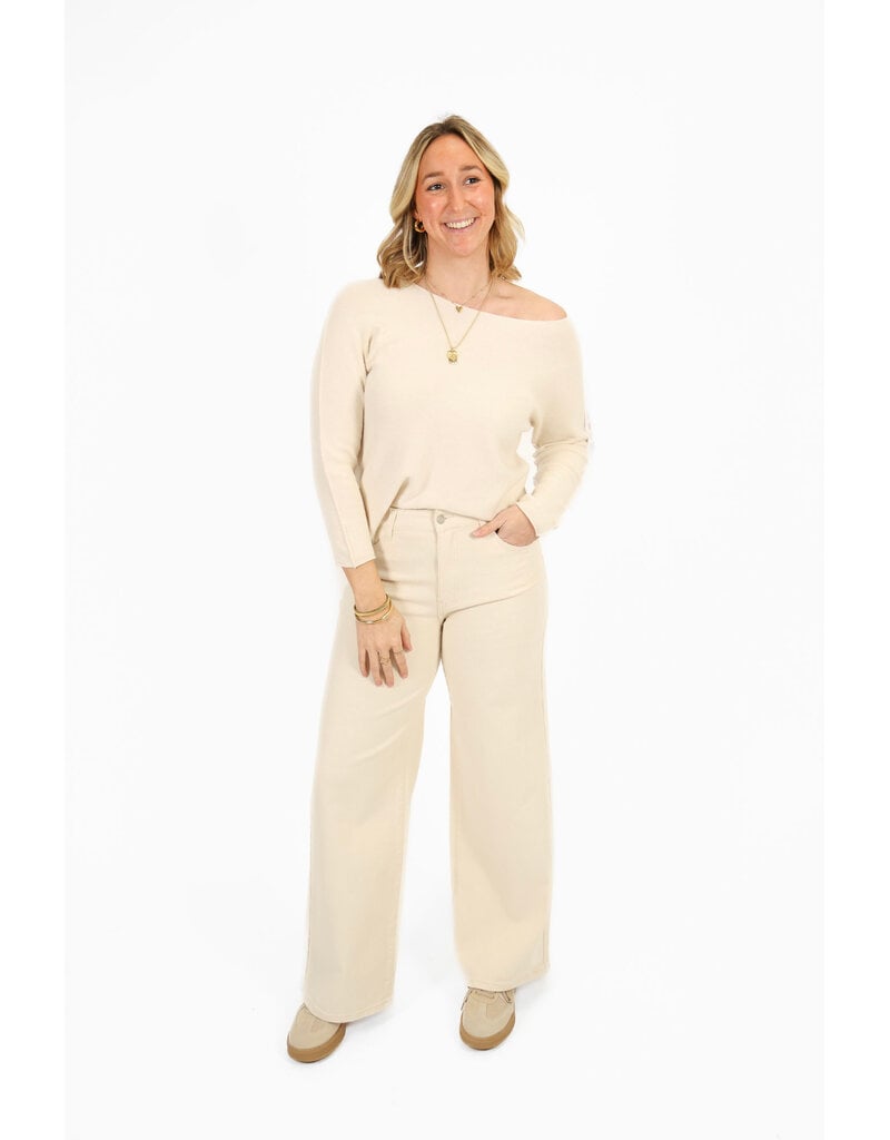 21Jewelz Dunne trui met wijde hals - ecru