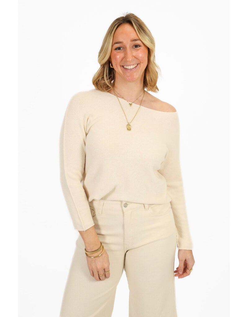 21Jewelz Dunne trui met wijde hals - ecru